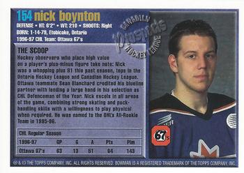 1997 Bowman CHL #154 Nick Boynton Back