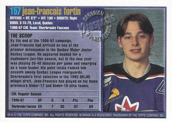 1997 Bowman CHL #157 Jean-Francois Fortin Back