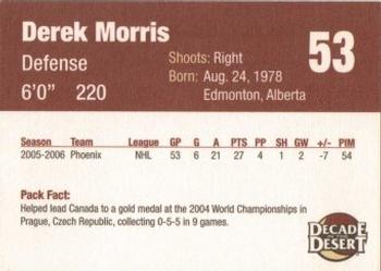 2006-07 Phoenix Coyotes Decade in the Desert SGA #NNO Derek Morris Back