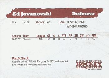 2007-08 Phoenix Coyotes Arena Giveaway #NNO Ed Jovanovski Back
