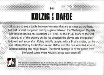 2013-14 In The Game Enforcers #94 Olaf Kolzig / Byron Dafoe Back