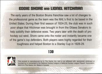 2013-14 In The Game Enforcers #130 Eddie Shore / Lionel Hitchman Back