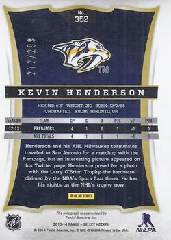 2013-14 Panini Select #352 Kevin Henderson Back