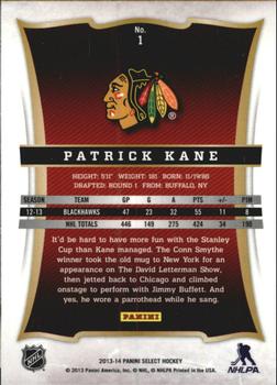 2013-14 Panini Select #1 Patrick Kane Back