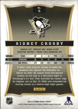 2013-14 Panini Select #6 Sidney Crosby Back