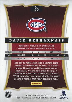 2013-14 Panini Select #20 David Desharnais Back