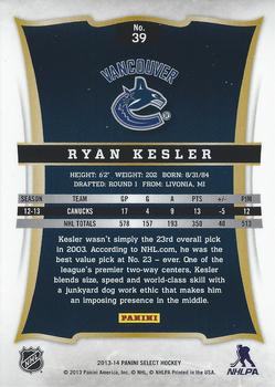 2013-14 Panini Select #39 Ryan Kesler Back