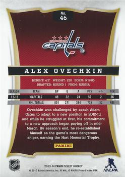 2013-14 Panini Select #46 Alex Ovechkin Back