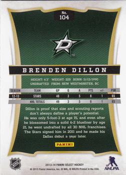 2013-14 Panini Select #104 Brenden Dillon Back