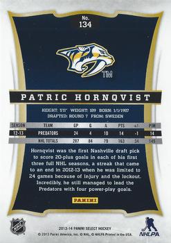 2013-14 Panini Select #134 Patric Hornqvist Back