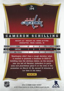2013-14 Panini Select #194 Cameron Schilling Back