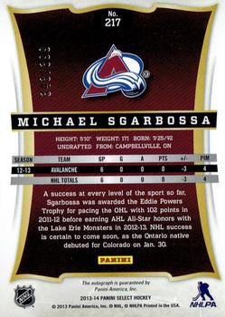 2013-14 Panini Select #217 Michael Sgarbossa Back