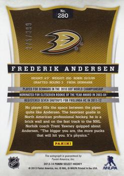 2013-14 Panini Select #280 Frederik Andersen Back