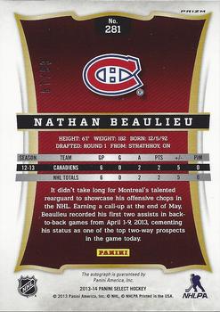 2013-14 Panini Select #281 Nathan Beaulieu Back