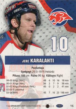 2004-05 Cardset Finland #16 Jere Karalahti Back
