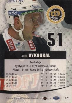 2004-05 Cardset Finland #173 Jiri Vykoukal Back