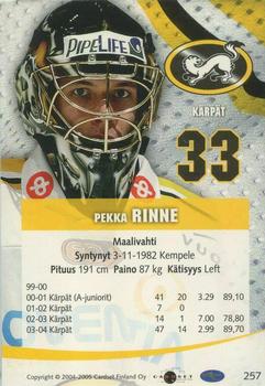 2004-05 Cardset Finland #257 Pekka Rinne Back
