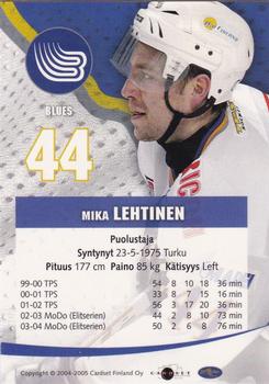 2004-05 Cardset Finland - Autographs #5 Mika Lehtinen Back