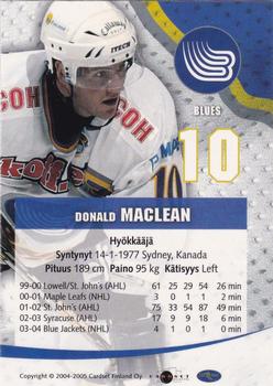 2004-05 Cardset Finland - Autographs #7 Donald MacLean Back