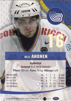 2004-05 Cardset Finland - Autographs #8 Olli Ahonen Back