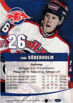 2004-05 Cardset Finland - Autographs #11 Toni Söderholm Back