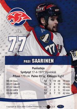 2004-05 Cardset Finland - Autographs #12 Pasi Saarinen Back