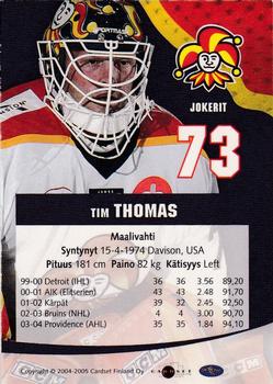 2004-05 Cardset Finland - Autographs #46 Tim Thomas Back