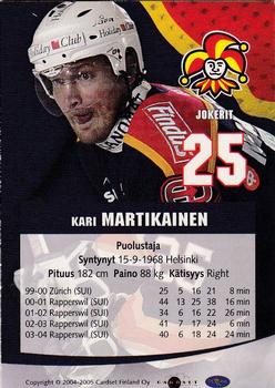 2004-05 Cardset Finland - Autographs #48 Kari Martikainen Back