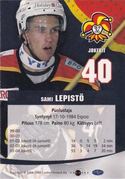 2004-05 Cardset Finland - Autographs #50 Sami Lepistö Back