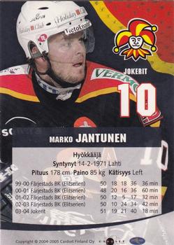 2004-05 Cardset Finland - Autographs #52 Marko Jantunen Back