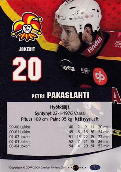 2004-05 Cardset Finland - Autographs #54 Petri Pakaslahti Back