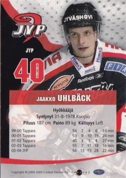 2004-05 Cardset Finland - Autographs #66 Jaakko Uhlbäck Back