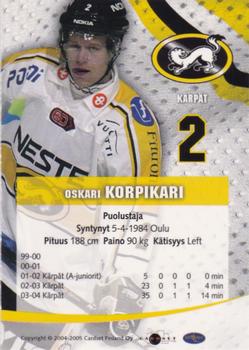 2004-05 Cardset Finland - Autographs #68 Oskari Korpikari Back