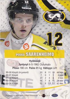2004-05 Cardset Finland - Autographs #73 Pekka Saarenheimo Back