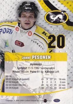 2004-05 Cardset Finland - Autographs #75 Janne Pesonen Back