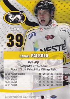 2004-05 Cardset Finland - Autographs #77 Sakari Palsola Back