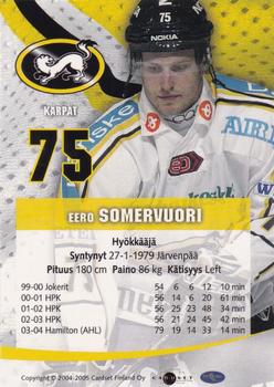 2004-05 Cardset Finland - Autographs #79 Eero Somervuori Back