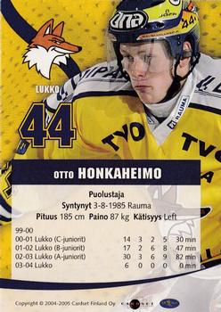 2004-05 Cardset Finland - Autographs #84 Otto Honkaheimo Back