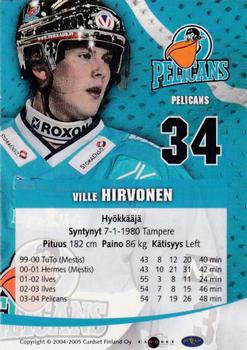2004-05 Cardset Finland - Autographs #96 Ville Hirvonen Back
