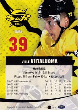 2004-05 Cardset Finland - Autographs #111 Ville Viitaluoma Back