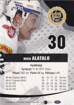 2004-05 Cardset Finland - Autographs #134 Mika Alatalo Back