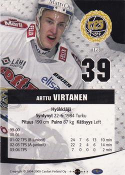2004-05 Cardset Finland - Autographs #136 Arttu Virtanen Back