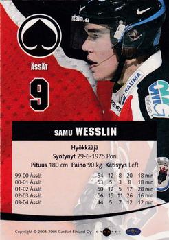 2004-05 Cardset Finland - Autographs #141 Samu Wesslin Back