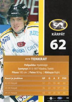 2005-06 Cardset Finland #98 Petr Tenkrat Back