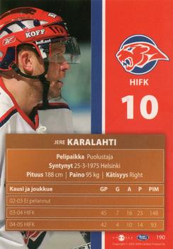2005-06 Cardset Finland #190 Jere Karalahti Back