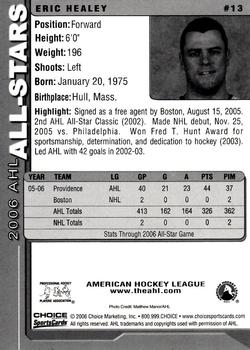 2005-06 Choice 2006 AHL All-Stars #13 Eric Healey Back