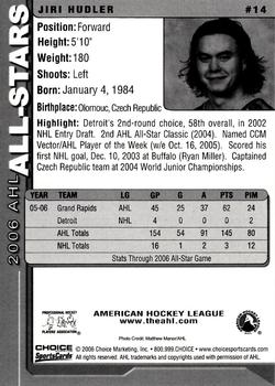 2005-06 Choice 2006 AHL All-Stars #14 Jiri Hudler Back