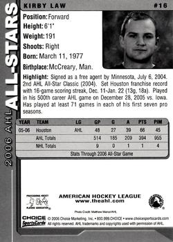 2005-06 Choice 2006 AHL All-Stars #16 Kirby Law Back