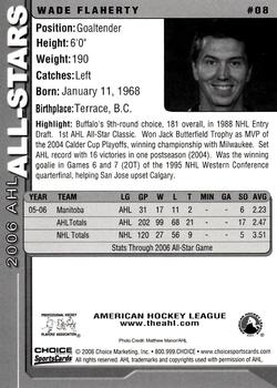 2005-06 Choice 2006 AHL All-Stars #8 Wade Flaherty Back