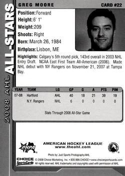 2007-08 Choice 2008 AHL All-Stars #22 Greg Moore Back